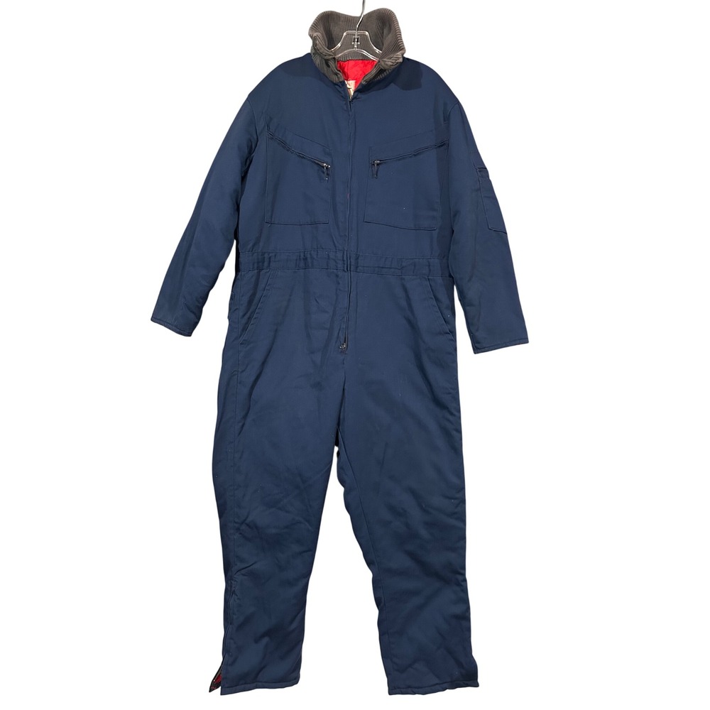 Vintage Toppmaster Mens Utility Work Insulated Quilted Coveralls Blue Size M